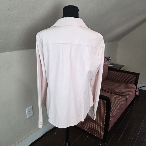 Lafayette 148 New York Blush Pink 100% Lambskin Leather Jacket Blazer Size 14 - Picture 4 of 16